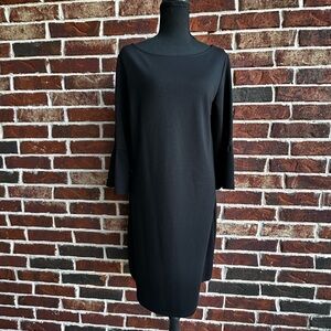 GAP Black Midi Shift Dress with Three-Quarter Sleeves